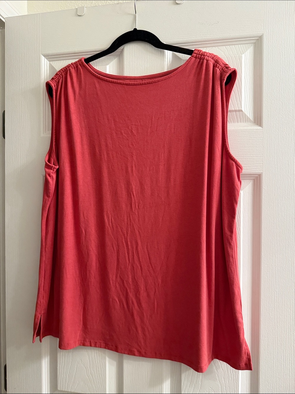 BEAUTIFUL Lawrence Zarian Refined Knit Gathered Shoulder Tank Plus 1X in Clay